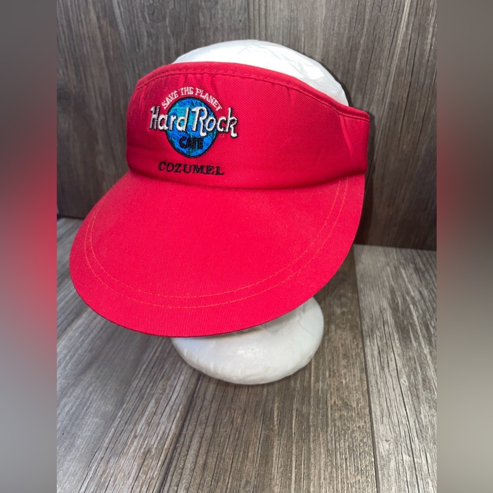 Red HRC Save The Planet VISOR Golf Surf Sun Hat Cap Cozumel Hard Rock Cafe